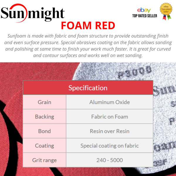 Foam Finishing Sanding Discs Sunmight™ 10X 150mm for Polishing, Fine Finishing - Image 3