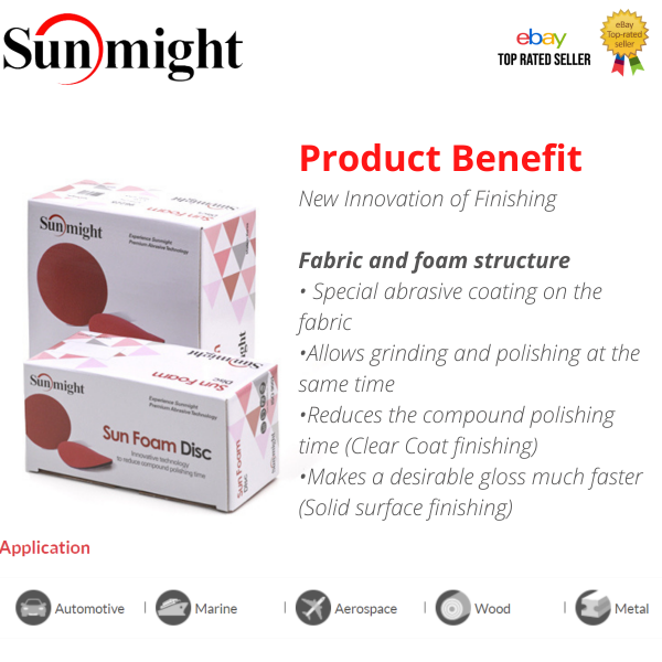 Foam Finishing Sanding Discs Sunmight™ 10X 150mm for Polishing, Fine Finishing - Image 5