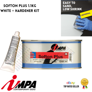 STOPPER FILLER SOFTON PLUS IMPA CAR BODY FILLER LIGHTWEIGHT XFINE FILLER /STOPPER 1.1KG Kit (WHITE)