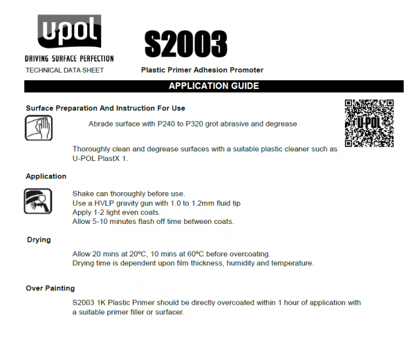 Plastic Primer Aerosol 450ml UPOL Clear Fast Drying 1k U-POL S2003/AL - Image 5