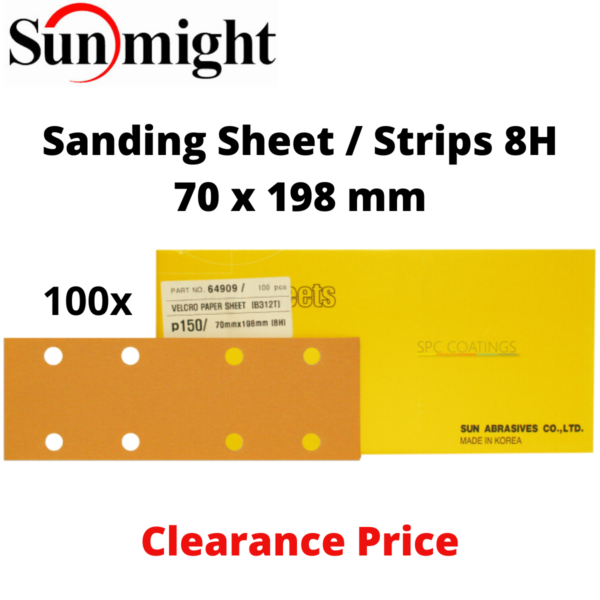 Sunmight Gold Sanding Strips (P40-P320) 70x198mm Short Strips 8 Holes - Image 2