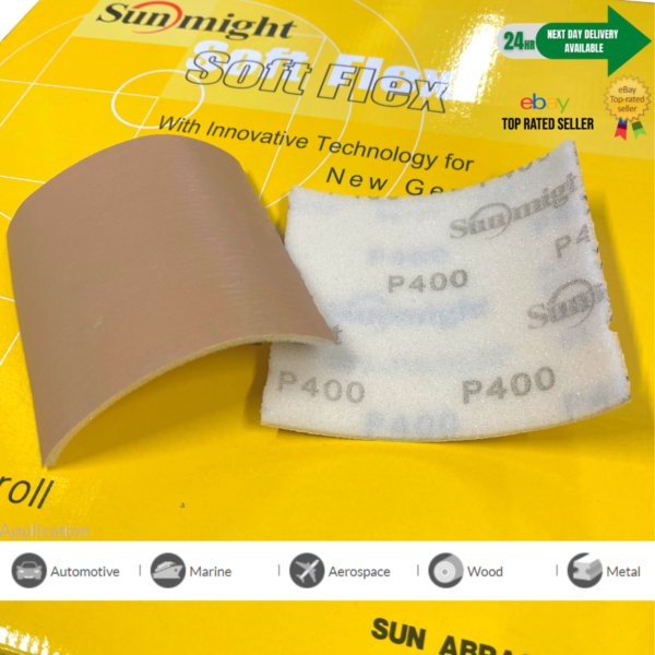 Flexible Foam Sanding Pads Disposable Softflex Roll Backed Sanding Pads 114mmx25m Sunmight Gold - Image 5
