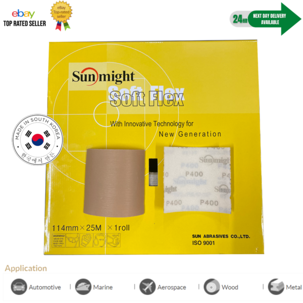 Flexible Foam Sanding Pads Disposable Softflex Roll Backed Sanding Pads 114mmx25m Sunmight Gold - Image 6