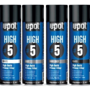High Build Primer High 5 UPOL U-POL 450ml Aerosol Primer Grey, Dark Grey, Black or White