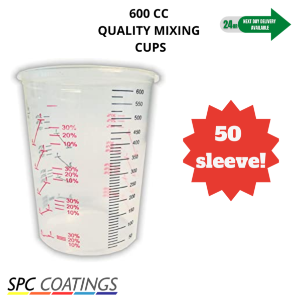 Paint Mixing Cups Plastic 600ml / 600cc x50 Sleeve Solvent resistant & Calibrated - Image 3