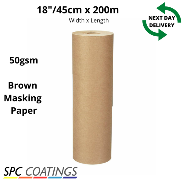 Masking Paper Roll Brown 18" 45cm 450mm x 200m Spray Paint Sheeting Paint Absorbent - Image 4