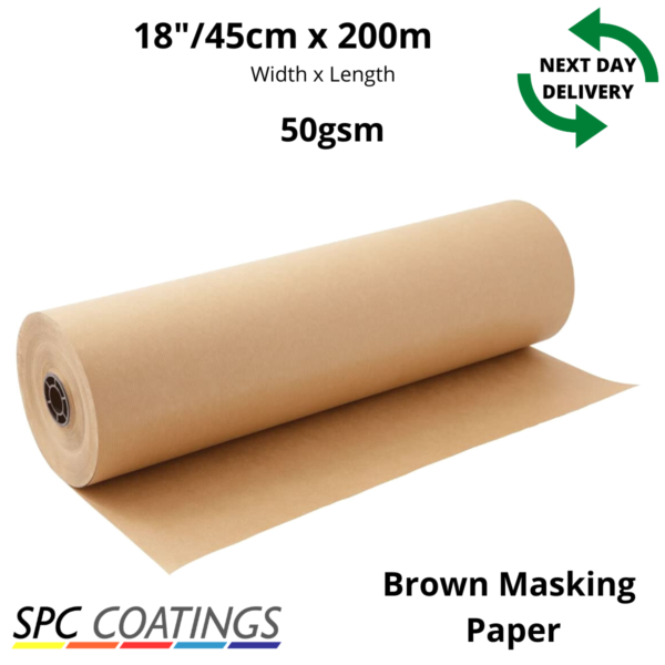 Masking Paper Roll Brown 18" 45cm 450mm x 200m Spray Paint Sheeting Paint Absorbent - Image 3
