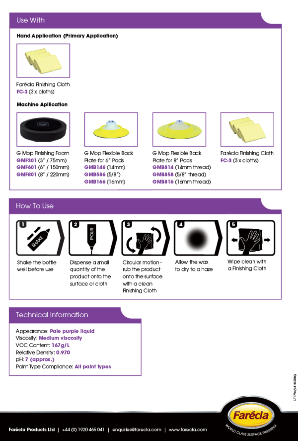 G3 Wax W106 Farecla Premium Liquid Protection 1L - Image 3