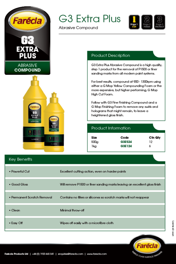 G3 Extra Plus E124 Farecla Abrasive Compound / Paste / Polish / Car Paint restoration 1L / Scratch Removal Compound - Image 7