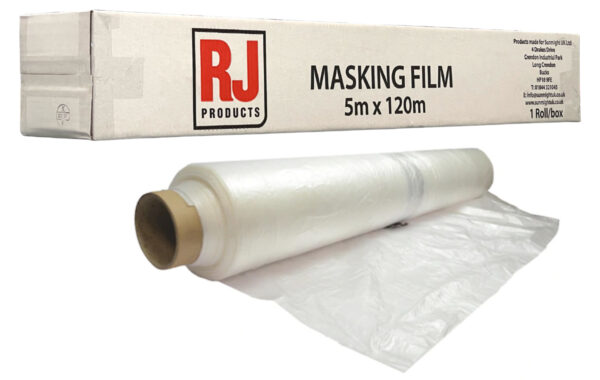 Masking Film Clear 5m x 120m - Boxed Anti-Static Polythene Sheeting Poly Mask Roll RJ PRODUCTS Cover plastic Sheet roll - Image 3
