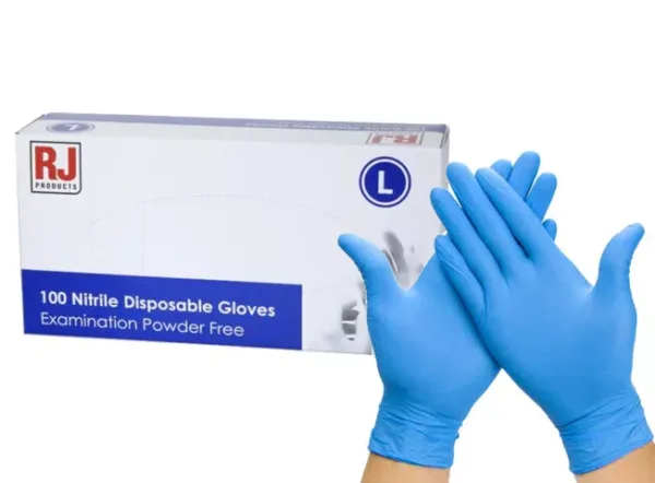 Nitrile Gloves Premium BLUE Finger Textures for Grip 100/box Examination Gloves Latex Free Powder Free RJ Products M / L / XL