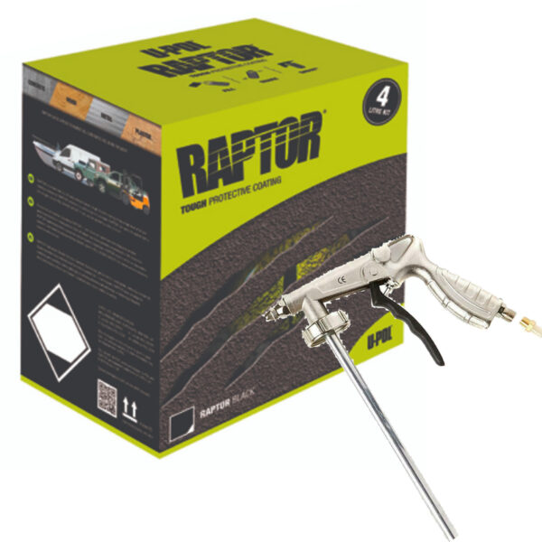 RAPTOR BLACK UPOL 4L KIT + SCHUTZ SPRAY GUN Bed Liner TOUGH COATING U-POL NEW