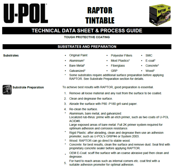 RAPTOR BLACK UPOL 4L KIT Bed Liner TOUGH COATING U-POL NEW - Image 8
