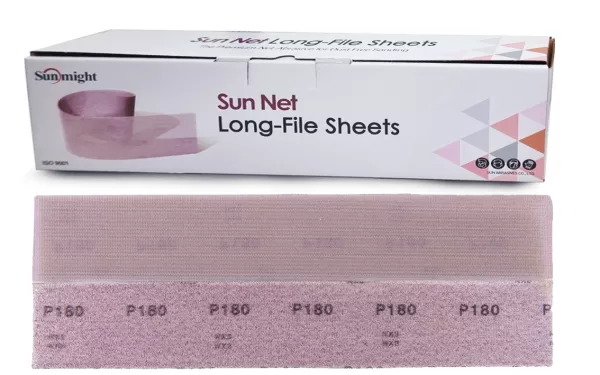 SUNMIGHT NET SANDING STRIPS 70 x 420 mm (BOX 50 PCS SHEETS) LONG FILE ABRASIVE PAPERS HOOK LOOP GRIP
