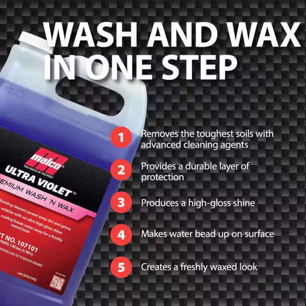 Malco ULTRA-VIOLET PREMIUM WASH & WAX 3.785L Durable HIGH GLOSS Shine Concentrate - Image 6
