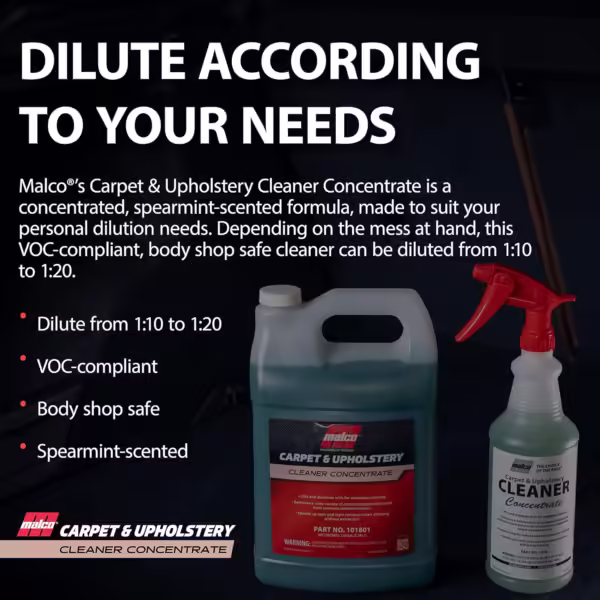 Malco Carpet & Upholstery CLEANER CONCENTRATE 3.785L 101801 Remove Soils & Stain - Image 6