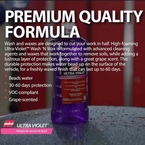 Malco ULTRA-VIOLET PREMIUM WASH & WAX 3.785L Durable HIGH GLOSS Shine Concentrate - Image 8