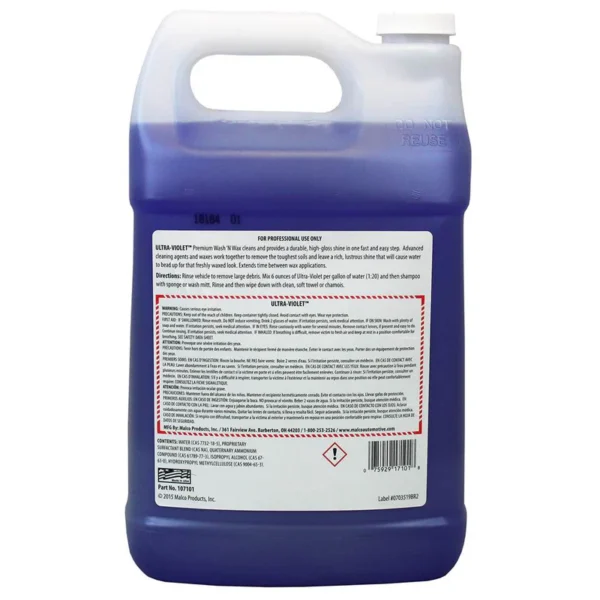 Malco ULTRA-VIOLET PREMIUM WASH & WAX 3.785L Durable HIGH GLOSS Shine Concentrate - Image 3