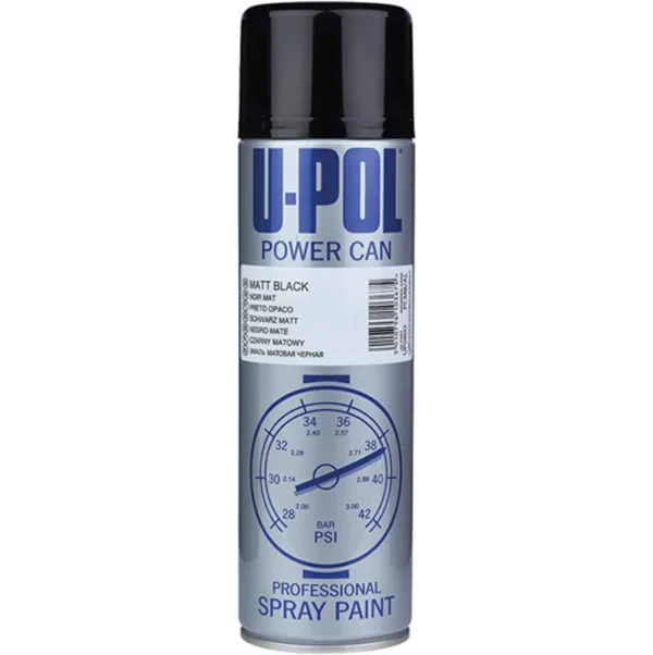 U-POL Power Can Matt Black 500ml Aerosol Spray Cans UPOL Powercan Paint