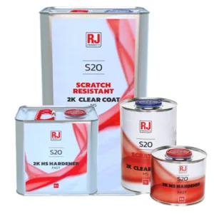 2K Clear Coat KIT Automotive Refinish Quality LACQUER S20 SCRATCH RESISTANT 2K + FAST HARDENER RJ PRODUCTS