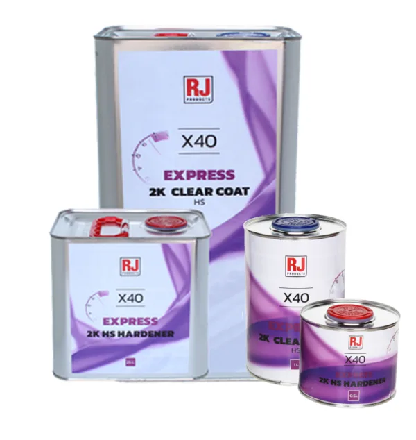 SPC Coatings | 2K Clear Coat KIT Automotive Refinish Quality LACQUER X40 EXPRESS HS 2K + FAST HARDENER RJ PRODUCTS