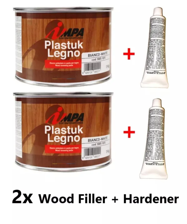SPC Coatings | Wood Filler WHITE 1kg + 30g Hardener 2 Part Premium Quality Italian PlastUK IMPA